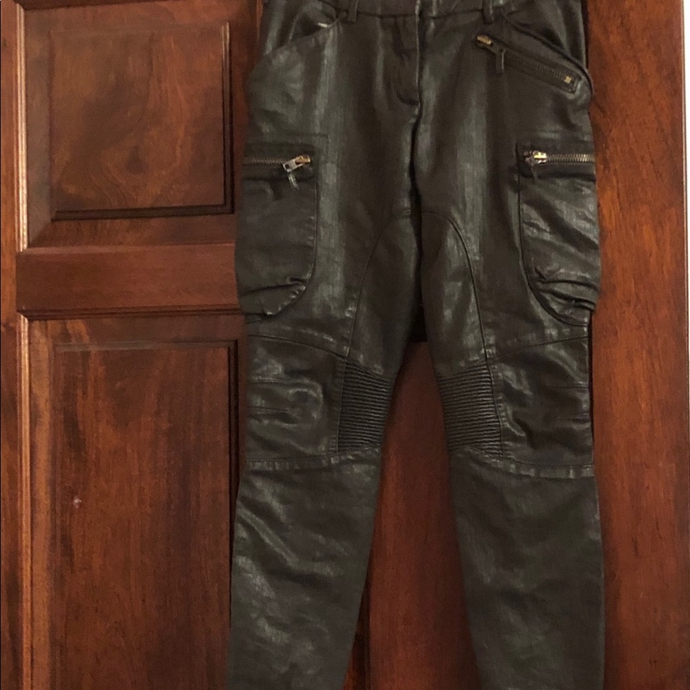 All Saints Spitalfields leather black pants
